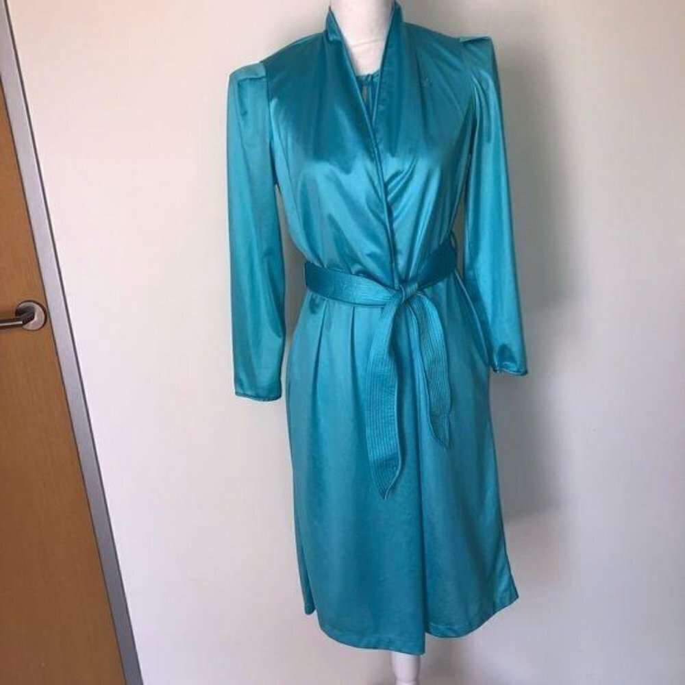 Diane Von Furstenberg DVF Vintage Robe Nightie Set Small S Womens Nylon Blue - Picture 7 of 13